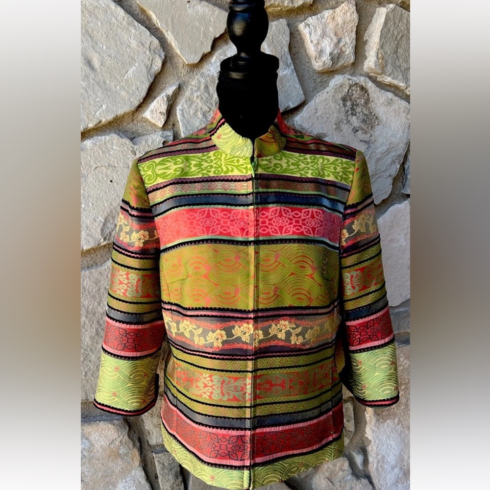 Joni B. Spring‎ Jacket Medium Multicolored Zip Front Long Sleeve Lined Excellent